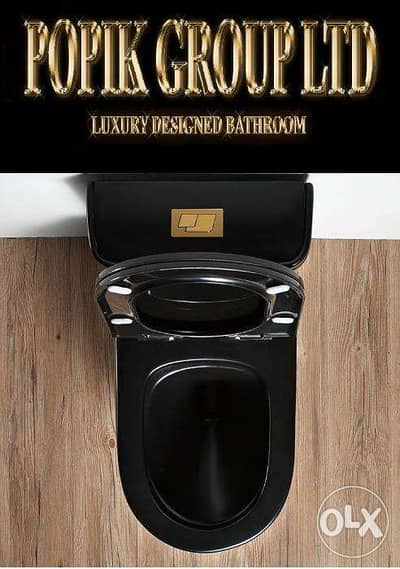 Black Luxury Toilet design model with Gold line 4