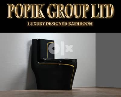Black Luxury Toilet design model with Gold line 5