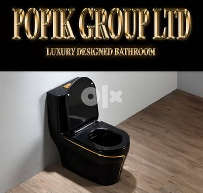 Black Luxury Toilet design model with Gold line 6