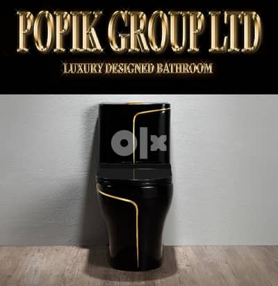 Black Luxury Toilet design model with Gold line 7