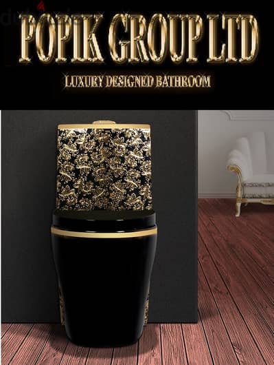 Black Luxury Toilet design model with flowers 0