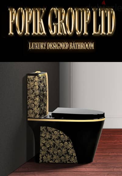 Black Luxury Toilet design model with flowers 1