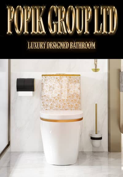 White Luxury Toilet WHITE & GOLD FLOWER WC !!! 3